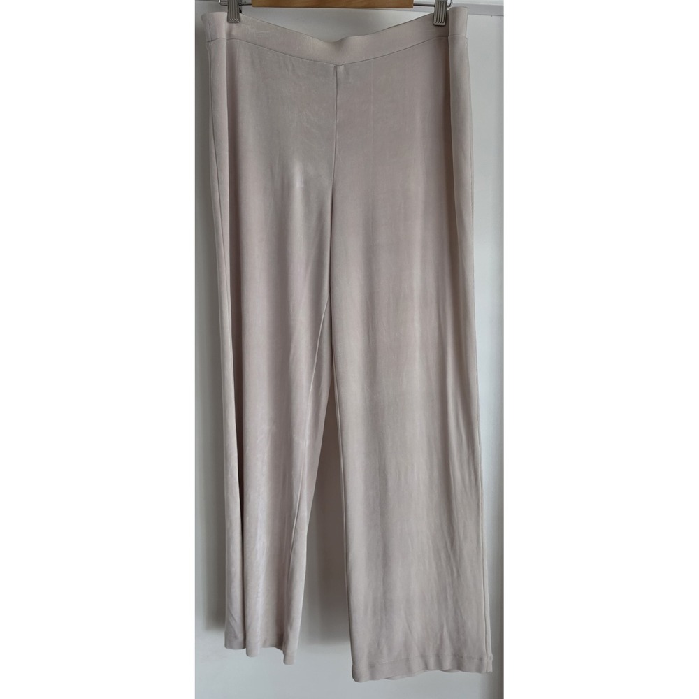Travelers by Chico's Pants Size 2 Beige Solid Straight Leg Trousers Slacks